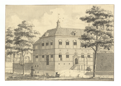 201674 Gezicht op de zij- en de voorgevel van de vleugel uit 1632 van het kasteel Nijenrode bij Breukelen uit het ...